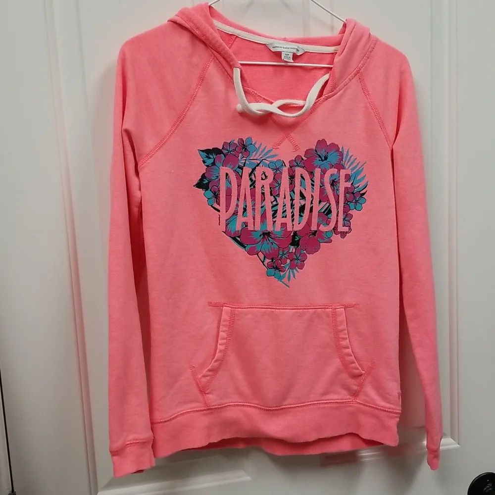 American Eagle Outfitters hoodie coral sz S - Picture 1 of 8